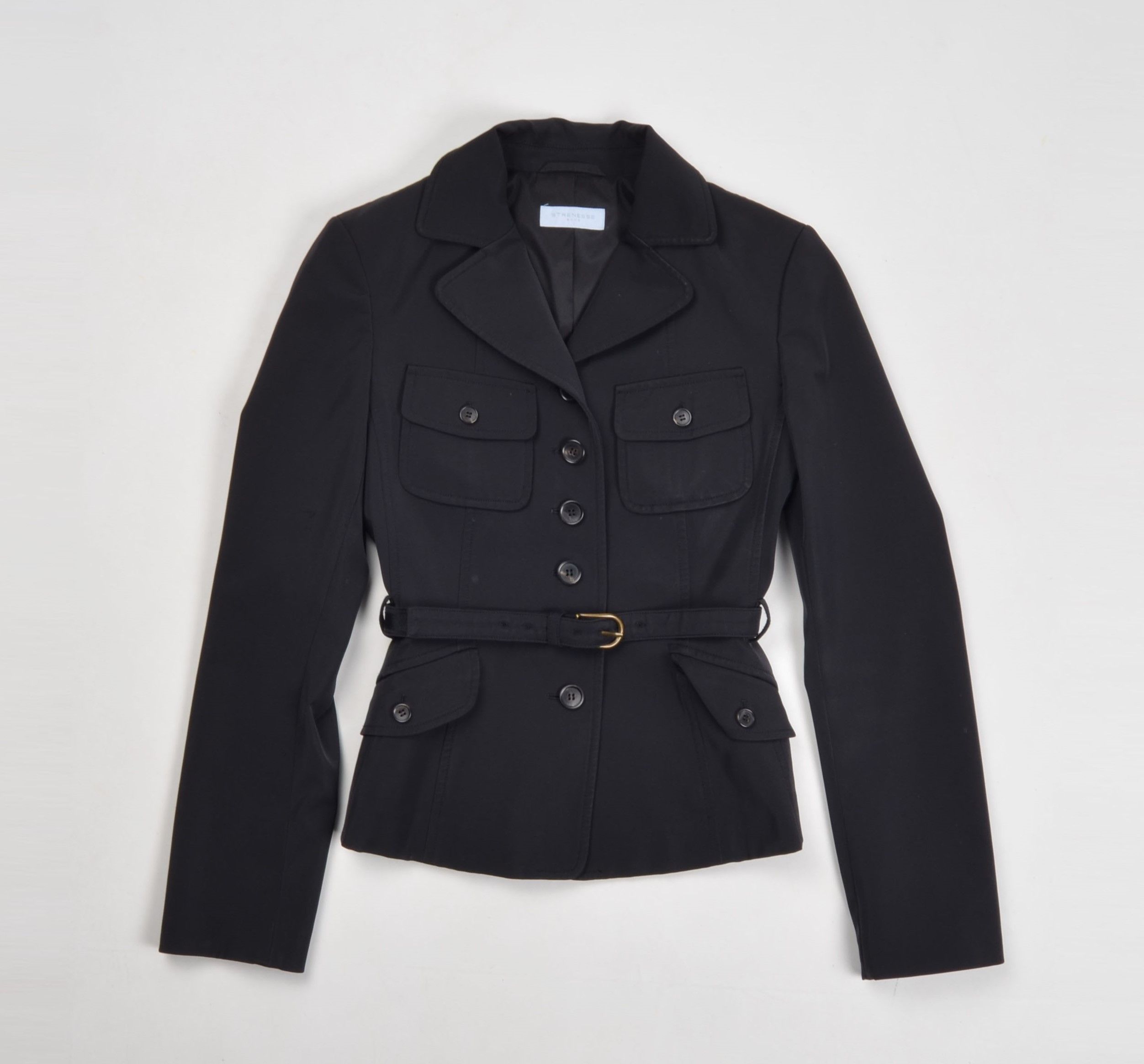 STRENESSE Gabriele Strehle Strenesse Blue 90's Belted Black Blazer Size XS / US 0-2 / IT 36-38 - 4 Thumbnail