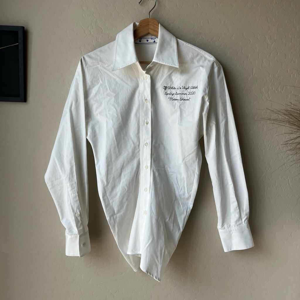 Off-White Off-White Top Embroidered Poplin Long Sleeve Draped Button U Size XS / US 0-2 / IT 36-38 - 2 Thumbnail