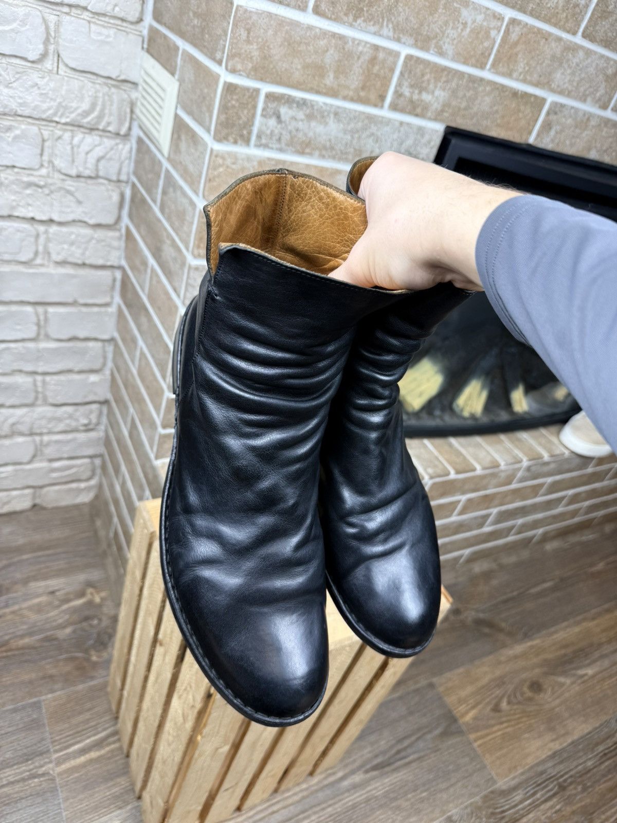 Fiorentini + Baker Fiorentini Baker Leather Black Side Zip Ankle Boots Size US 13 / EU 46 - 8 Thumbnail