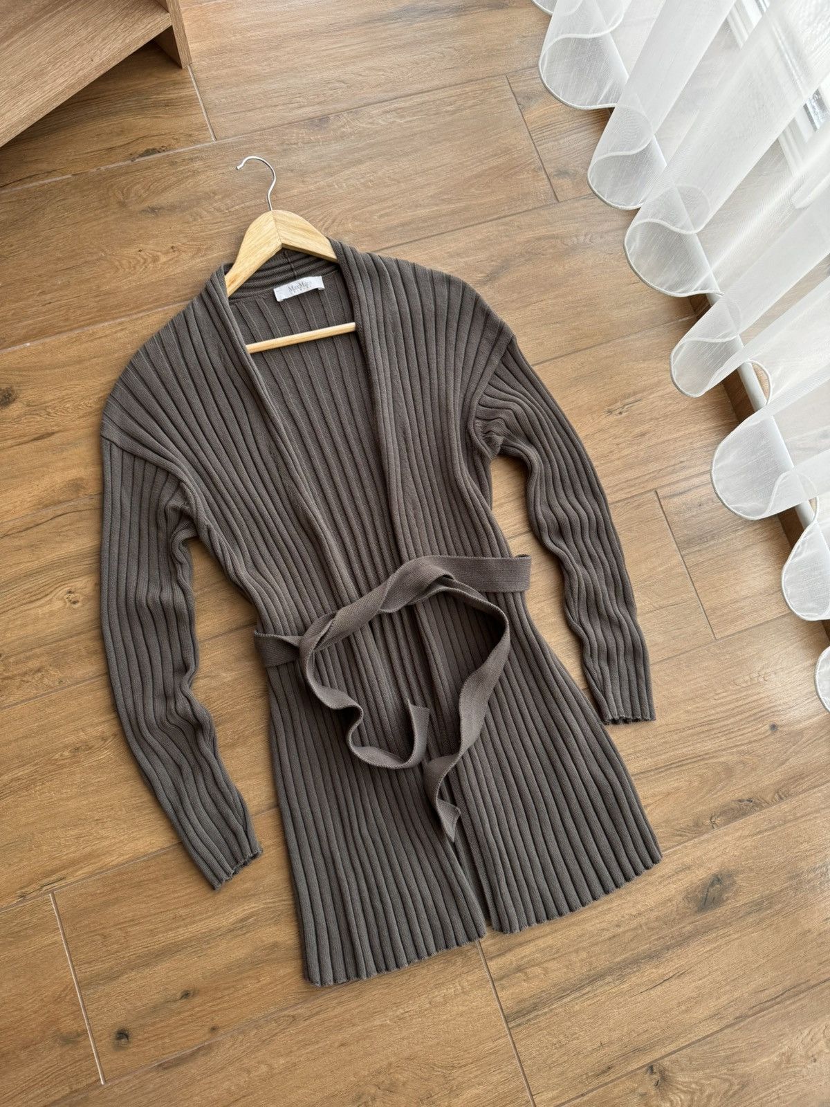 Max Mara × Vintage Vintage Max Mara Brown Viterbo Ribbed Knit Cardigan Size M / US 6-8 / IT 42-44 - 9 Thumbnail