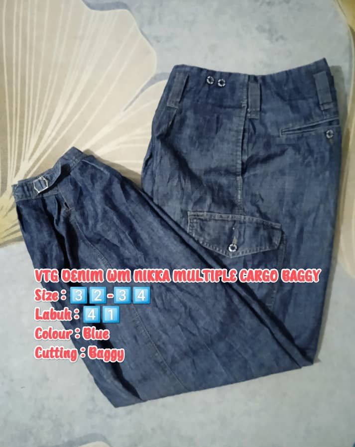 Japanese Brand × Vintage Vtg Denim WM Nikka Multiple Cargo Baggy Size US 32 / EU 48 - 6 Thumbnail