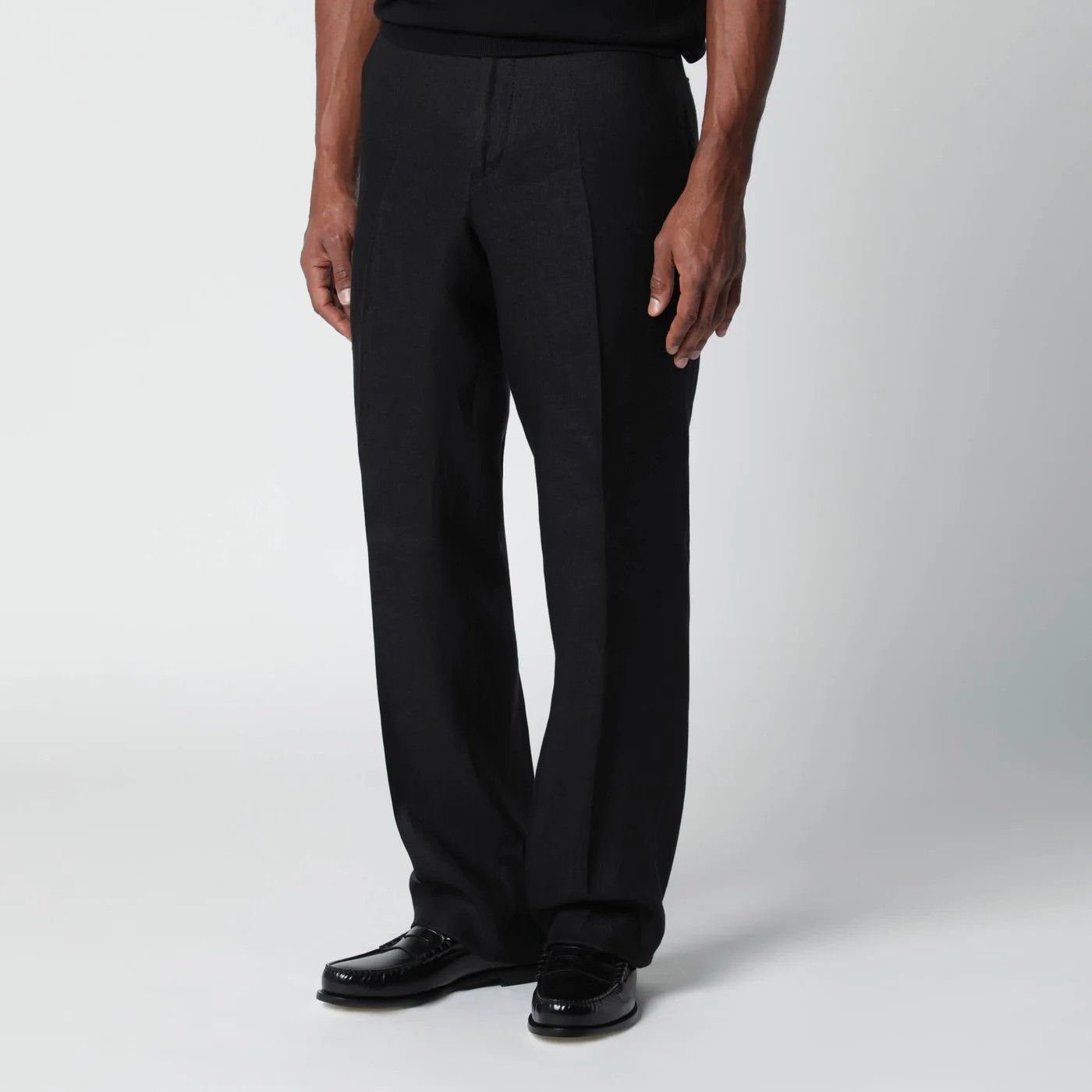 Lardini o1d2blof0526 Linen Trouser Pants in Black Size US 38 / EU 54 - 3 Thumbnail
