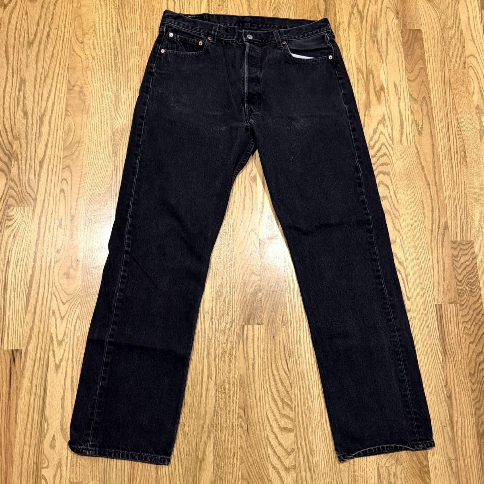 Levi's VINTAGE Levi’s 501 Jeans Men’s 36x32 Denim Button Fly Black USA 80s 90s Classic Regular Straight Size US 36 / EU 52 - 5 Thumbnail