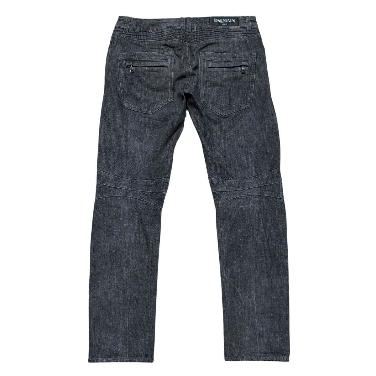 Balmain Decarnin era Classic Balmain Black Biker Jeans Distressed Size US 31 - 2 Thumbnail