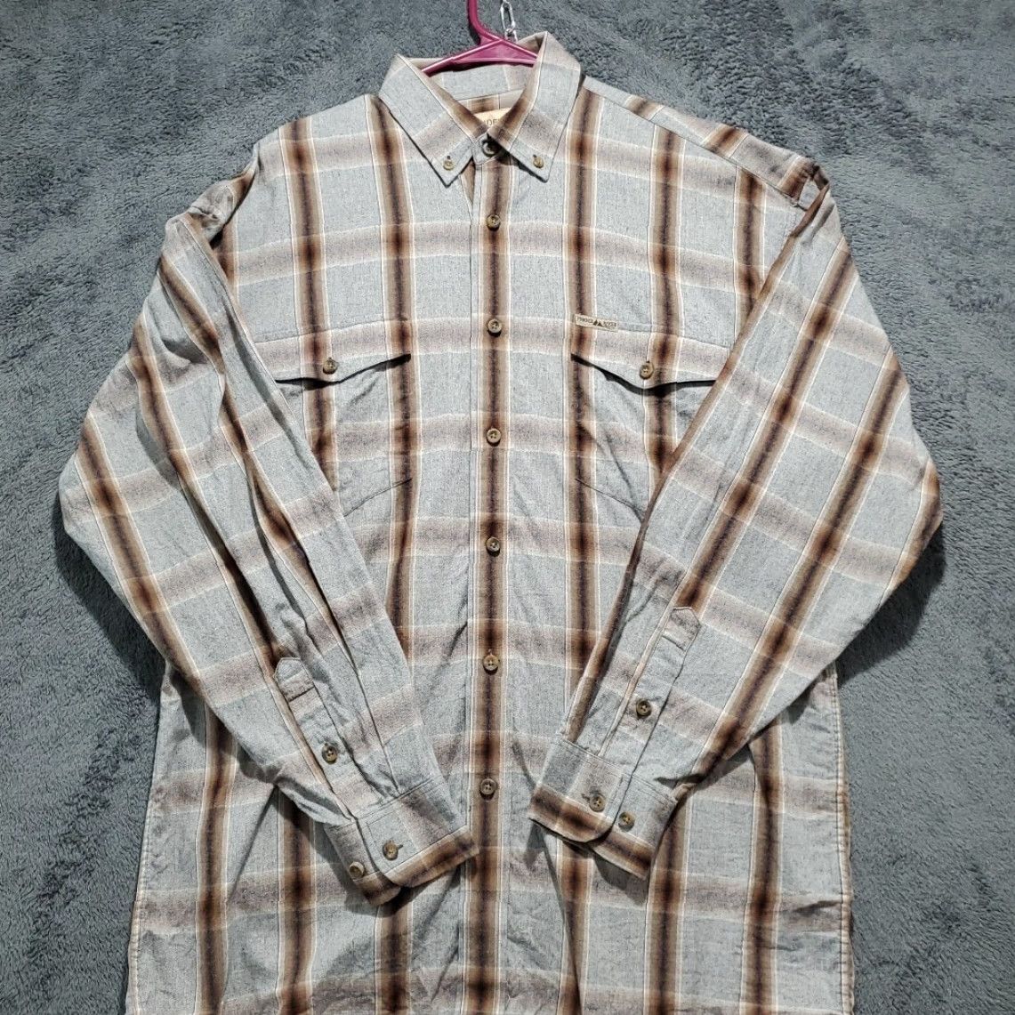 Vintage Panhandle Powder River Western Shirt Mens M Plaid Gray Brown Cotton Flannel Button-Up Pocketed Casual Workwear Size US M / EU 48-50 / 2 - 7 Thumbnail