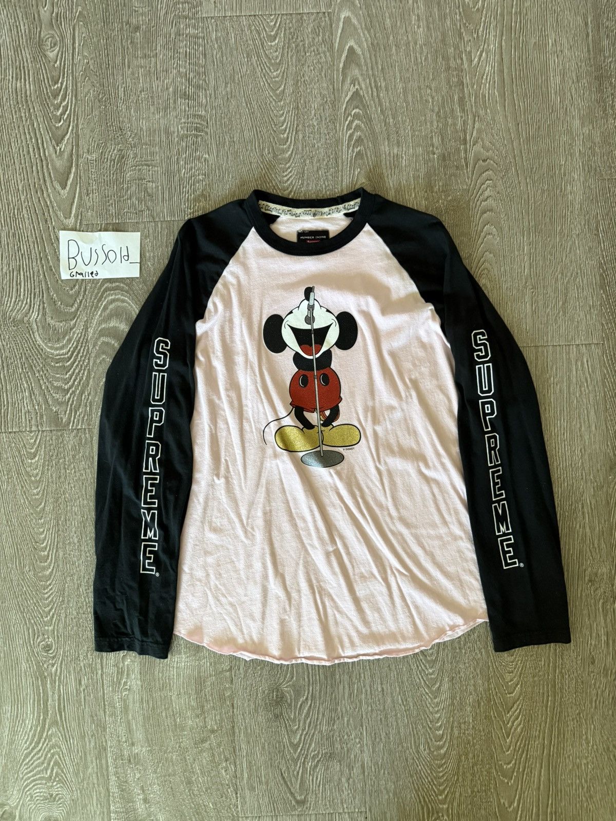Supreme Number (N)ine Mickey Raglan L/S Top Black