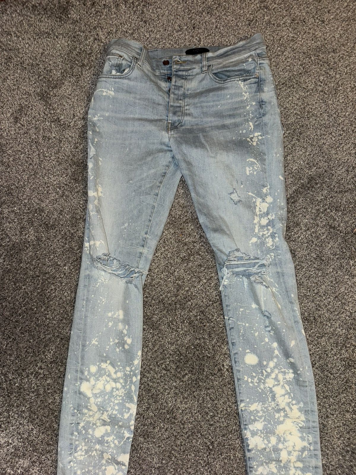 Amiri Amiri Jeans, Size 34 grey with white bleach splatters. Size US 34 / EU 50 - 1 Thumbnail
