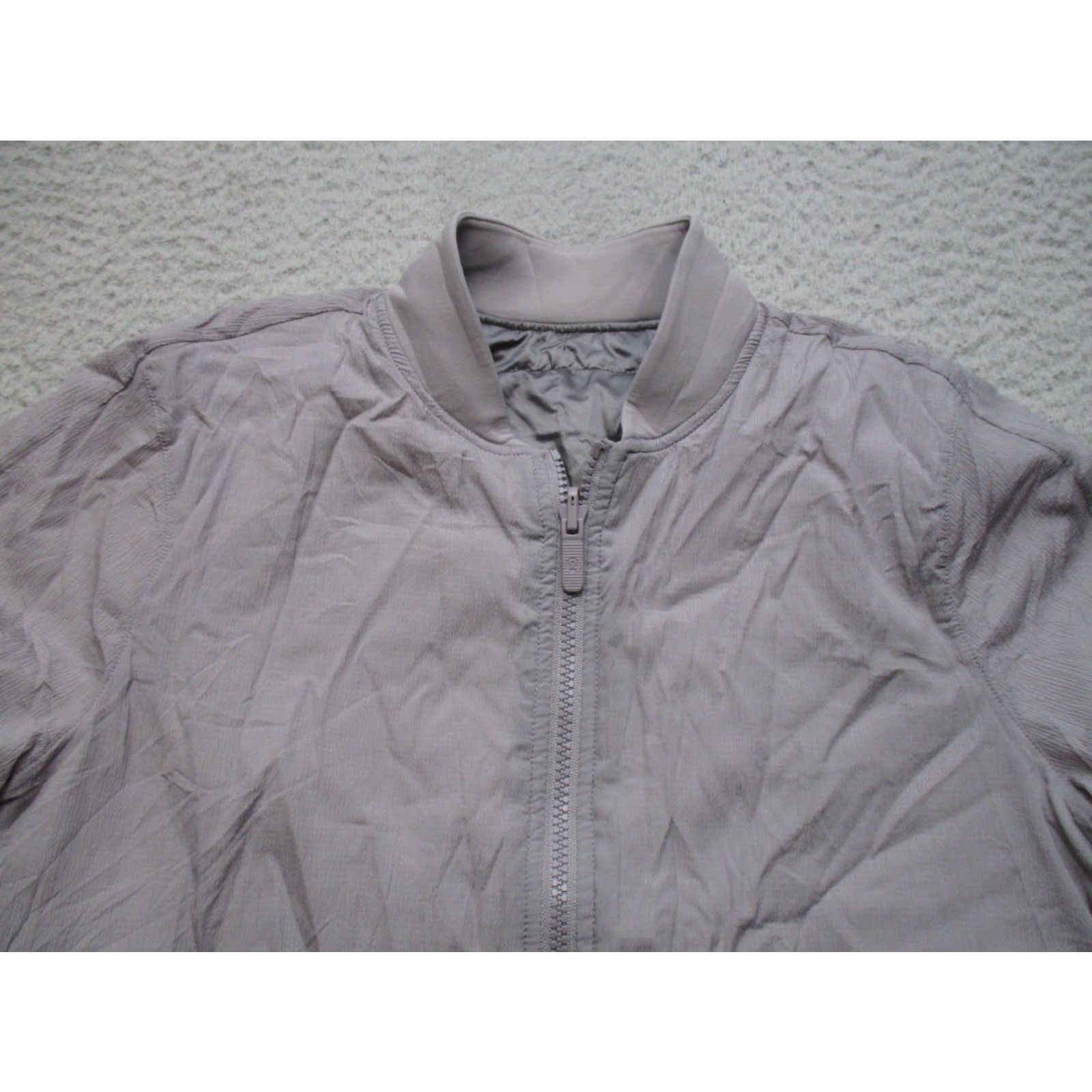 Lululemon Non Stop Bomber Jacket Womens 4 Gray Reversible Zip Front Lightweight Jacket