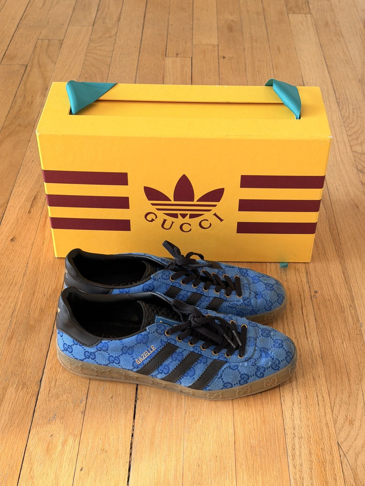 Adidas  Gucci Gucci x Adidas Gazelle 'Blue GG Monogram' | Grailed