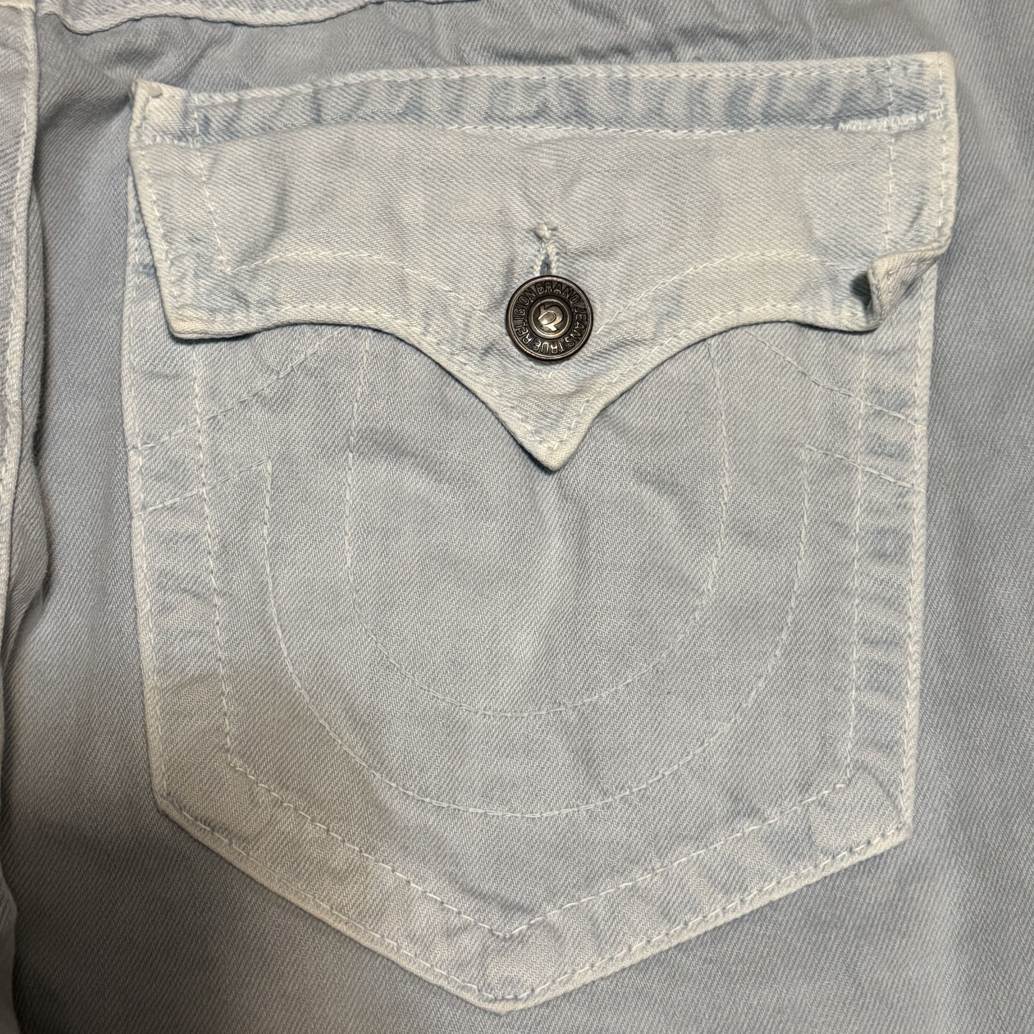 True Religion True Religion Ricky Relaxed Straight Jeans 42x32 Baby Blue Size US 42 / EU 58 - 4 Thumbnail