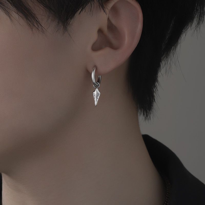 Jewelry × Sterling Silver One pairs Punk Earrings Gothic Punk Chrome Jewelry Spike Size ONE SIZE - 4 Thumbnail