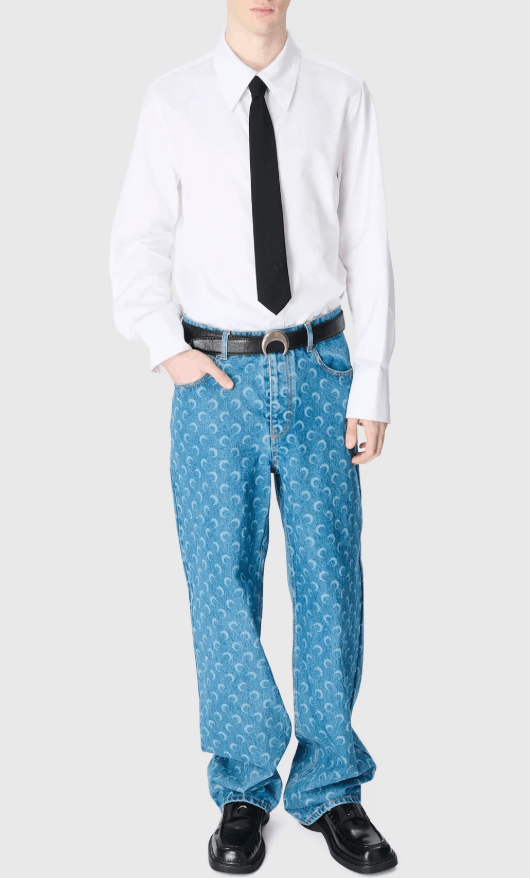 Marine Serre BNWT AW25 MARINE SERRE MOON LASER WASH DENIM BAGGY JEANS 48 Size US 32 / EU 48 - 1 Thumbnail