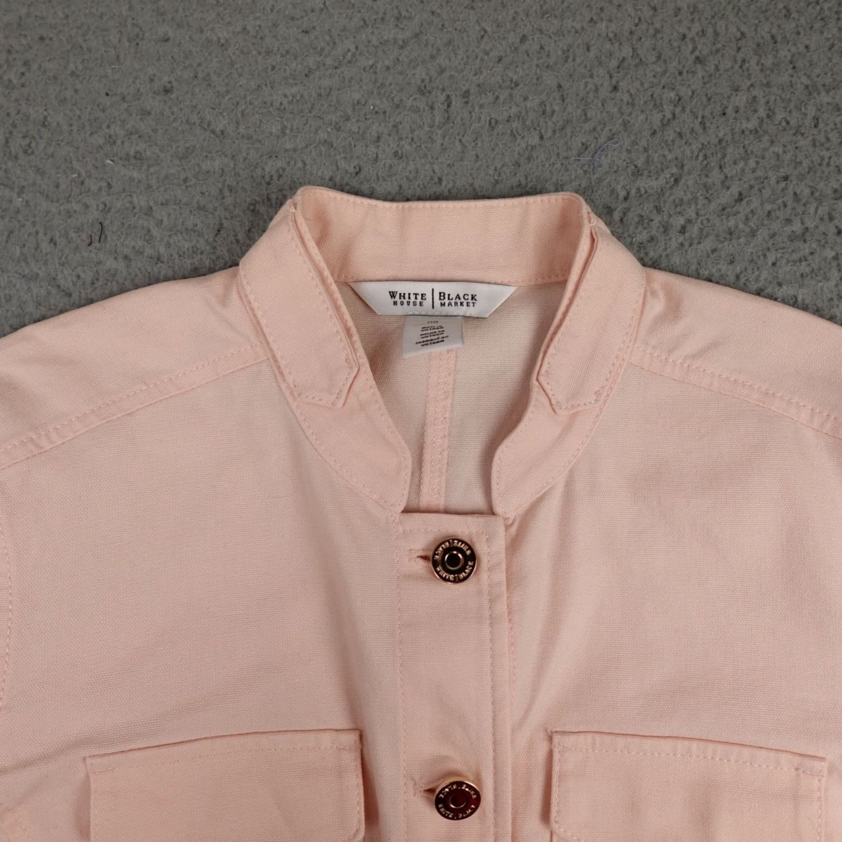 White House Black Market White House Black Market Blouse Shirt Womens 00 Pink Short Sleeve Roll Tab Button Front Front Button Collared Cotton Blouse Size XXS / US 00 / IT 34 - 4 Thumbnail