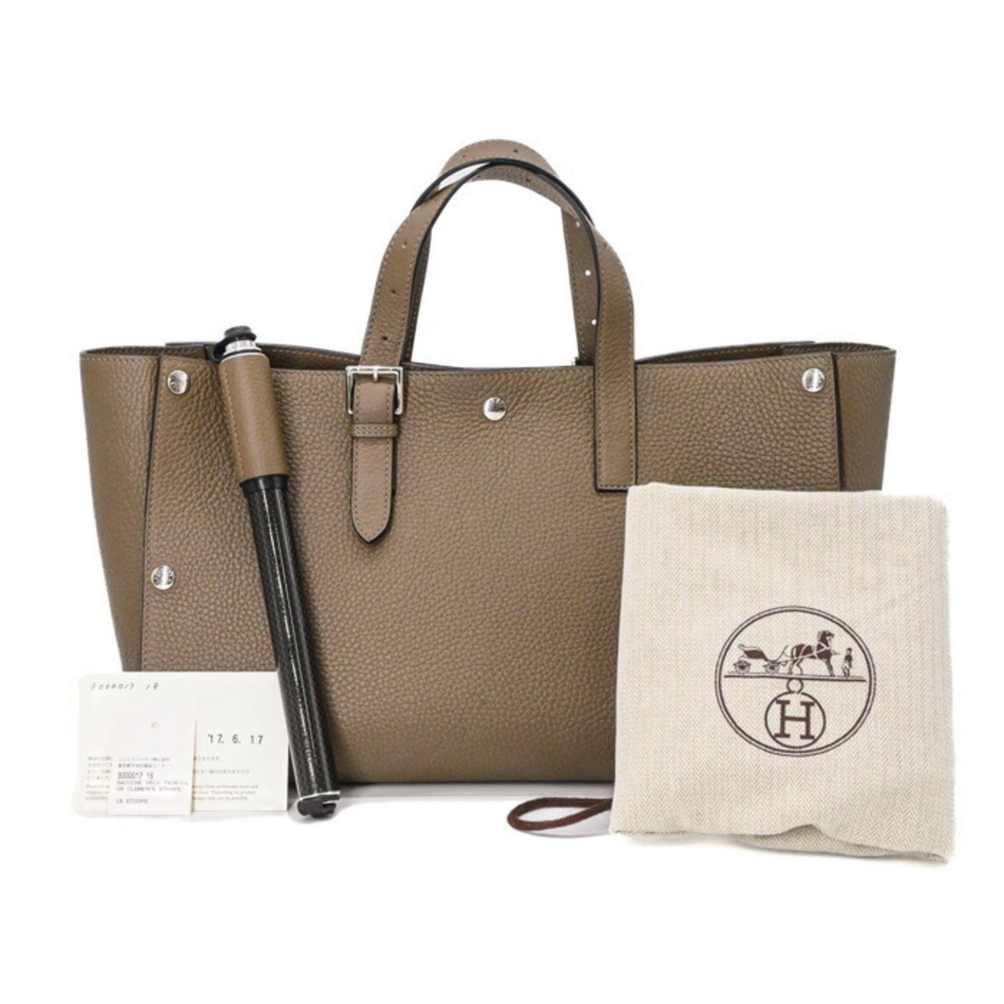 Hermes HERMES Sac Vello handbag, Taurillon Clemence leather, women's, Etoupe Size ONE SIZE - 1 Thumbnail