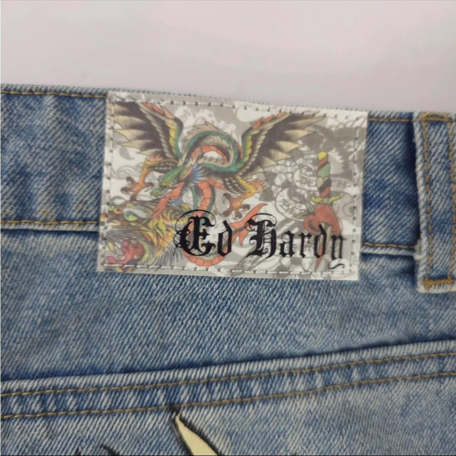 Ed Hardy Ed Hardy Denim Shorts with Tattoo Art Design Size 36" / US 14 / IT 50 - 4 Thumbnail