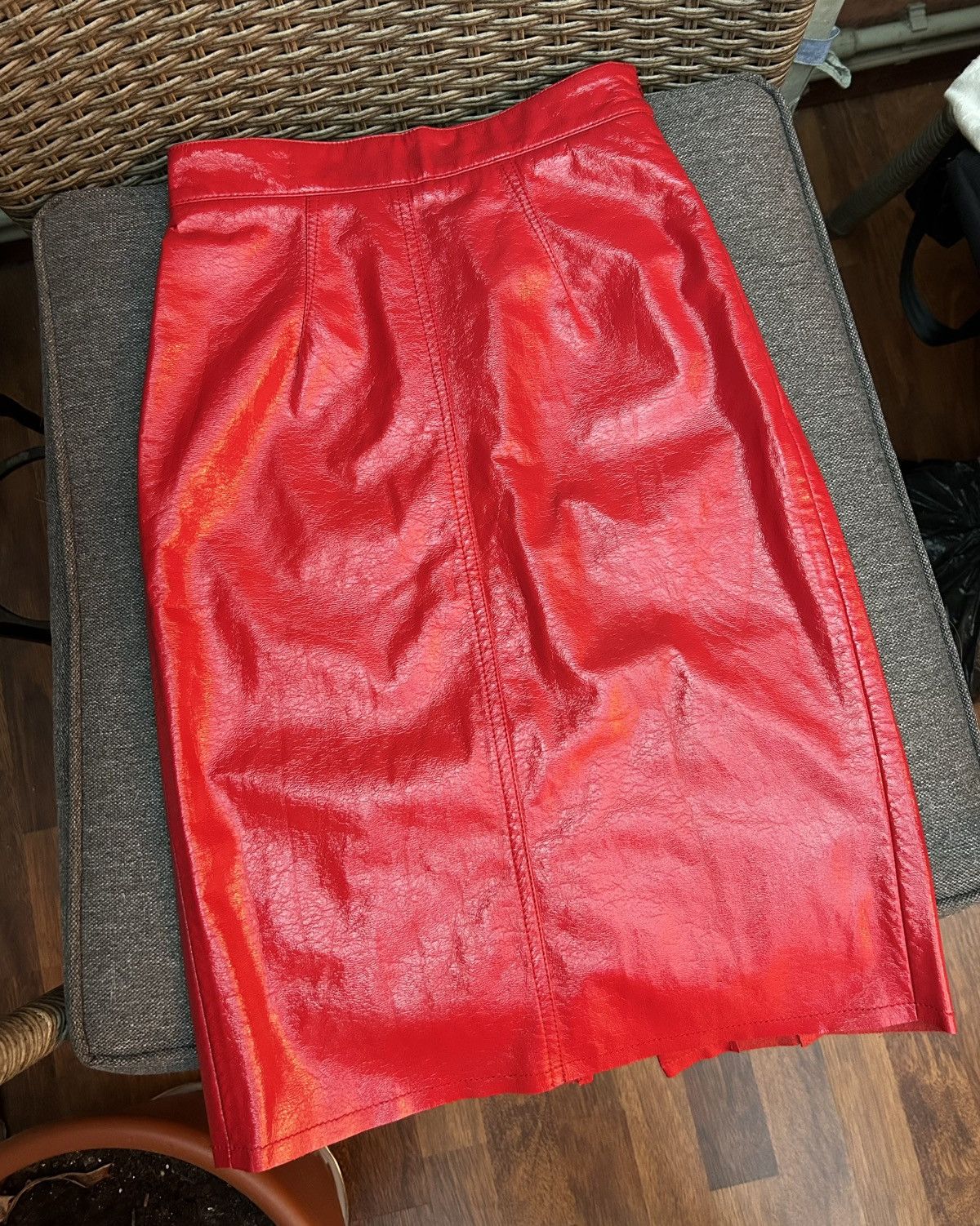 Fiorucci FIORUCCI Red Vinyl Margot Skinny Skirt Size 24 Made In Italy Size 24" / US 00 / IT 34 - 1 Thumbnail