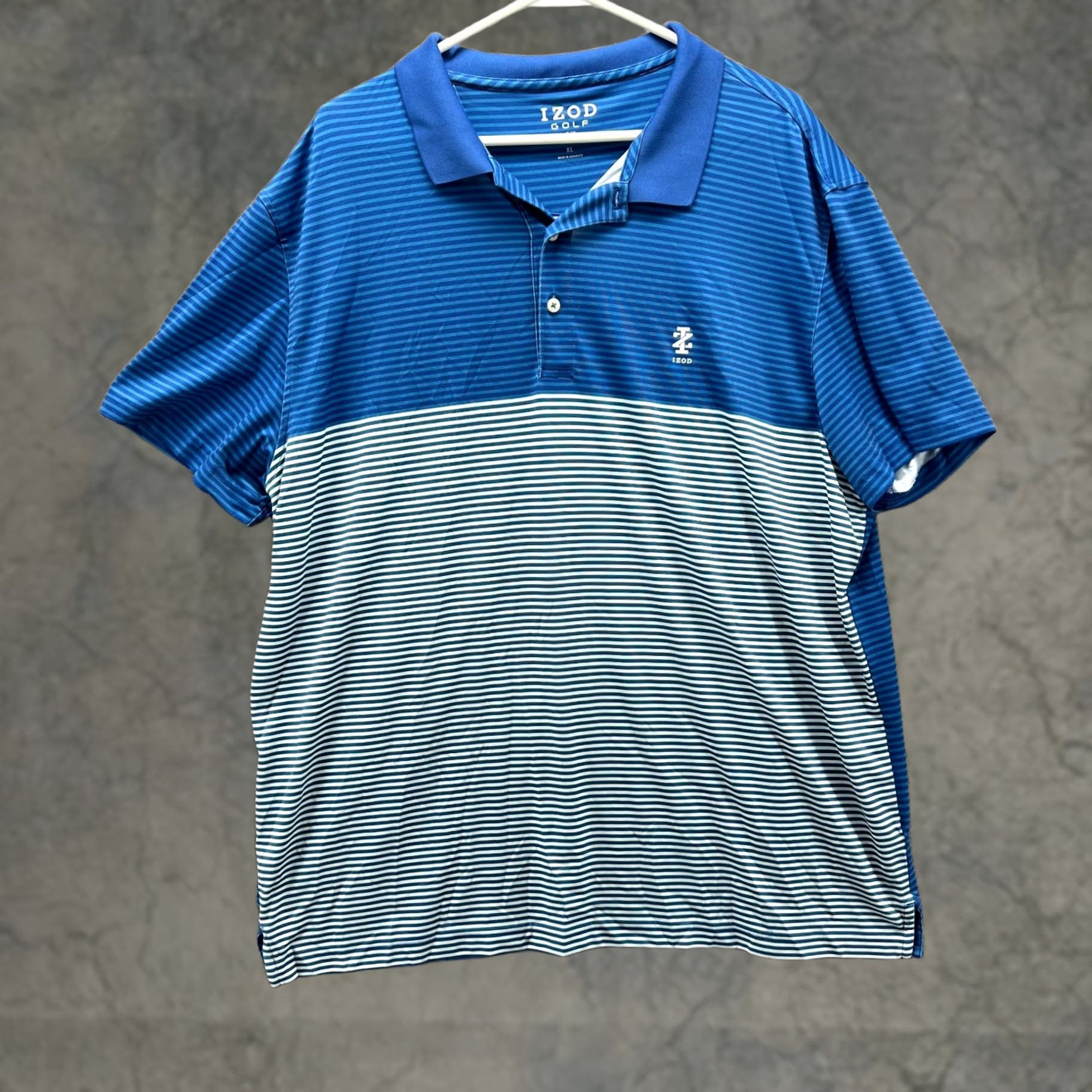 Izod IZOD Polo Shirt Mens XL Blue Striped Preppy Golf Polo Shirt Short Sleeve Regular Fit Size US XL / EU 56 / 4 - 1 Thumbnail