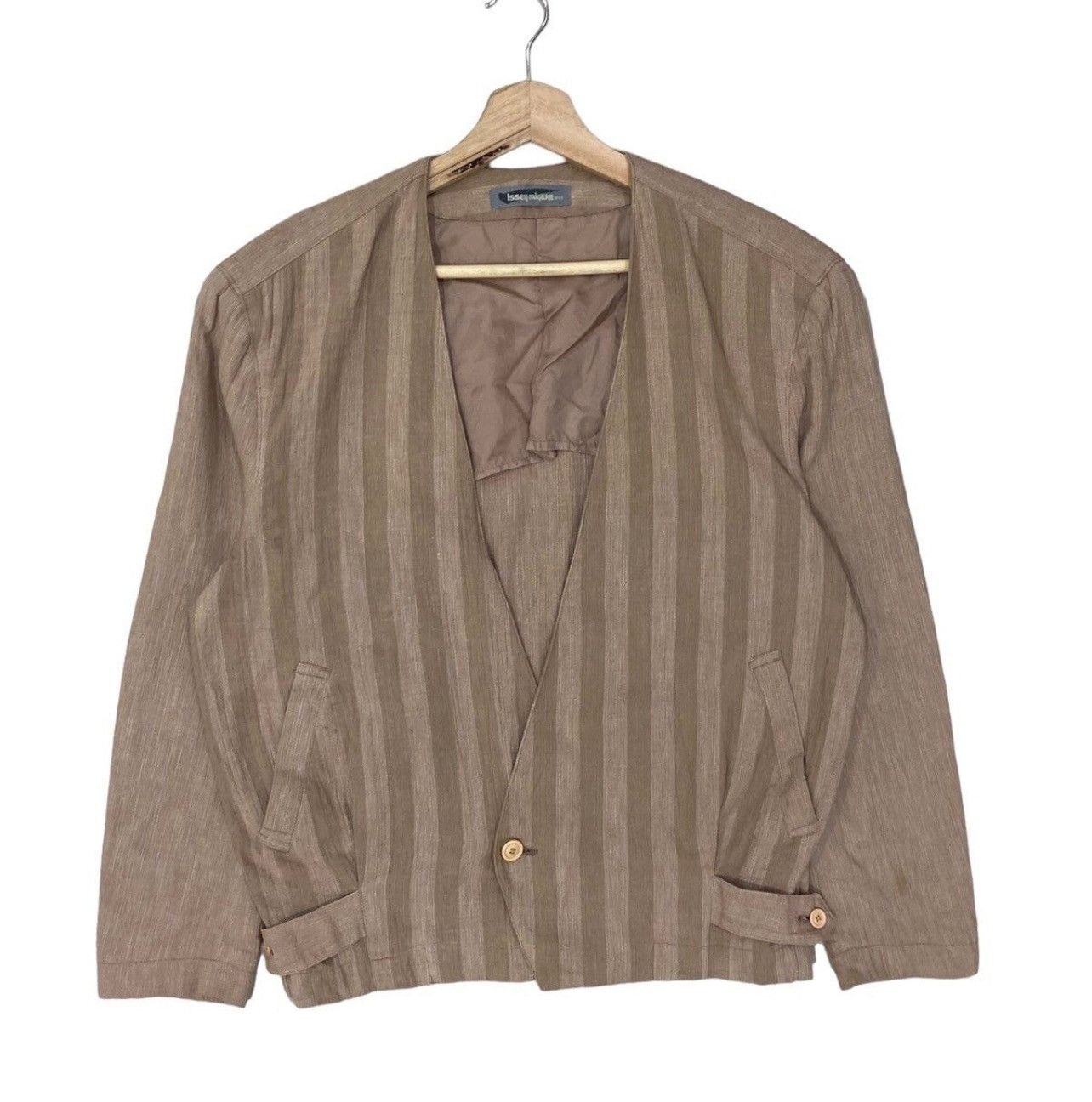 Issey Miyake 🔥Vintage 80s Issey Miyake Men Stripes Single Button Jacket Size US S / EU 44-46 / 1 - 2 Thumbnail