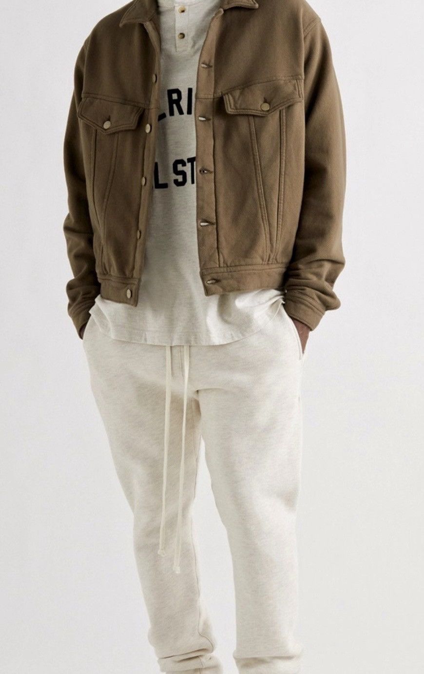 Fear of God FEAR OF GOD Fleece-Back Cotton-Jersey Trucker Jacket Size US S / EU 44-46 / 1 - 18 Thumbnail