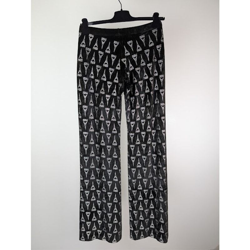 Balenciaga o1rshd1 Eiffel Tower Strass Velvet Elastic Pants in Black Size 30" / US 8 / IT 44 - 10 Thumbnail