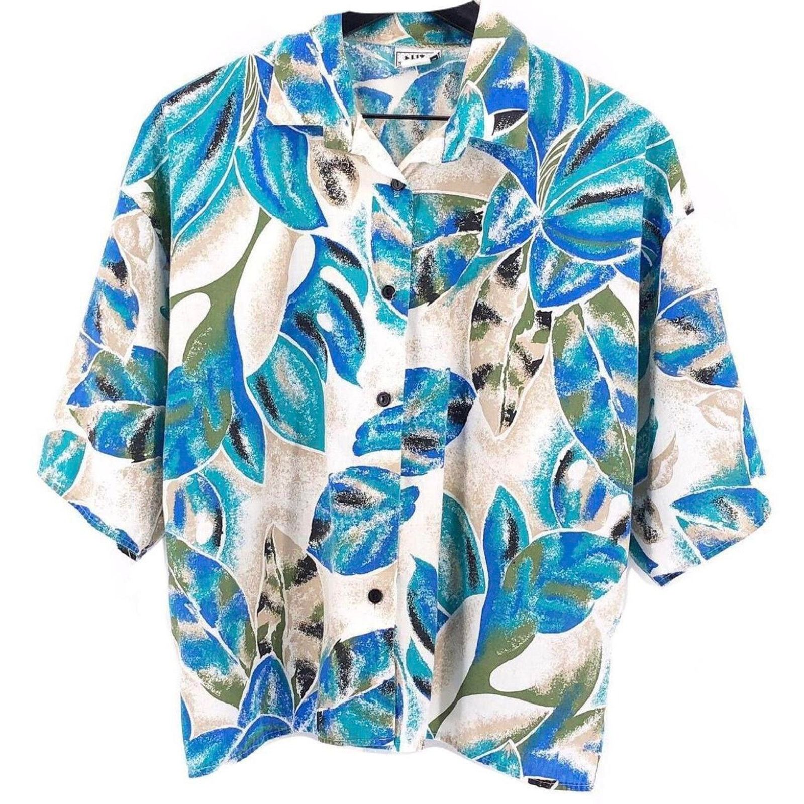 Vintage 80s tropical print shirt 1980s vintage Size L / US 10 / IT 46 - 1 Thumbnail