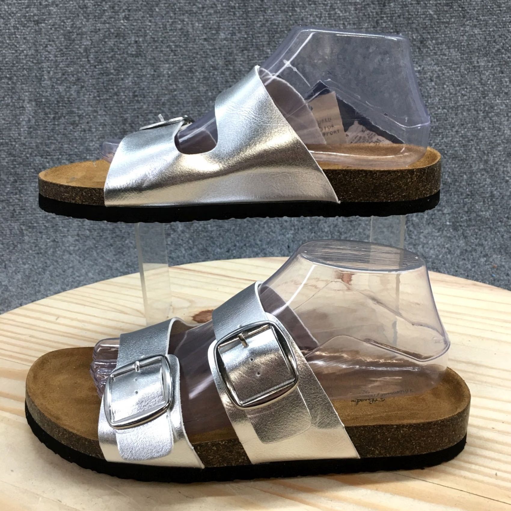 Vintage Universal Thread Sandal Womens 9 Silver Devin Open Toe Cork Faux Leather NEW Slip-On Comfort Slide Casual Shoes Womens Size US 9 / IT 39 - 2 Thumbnail