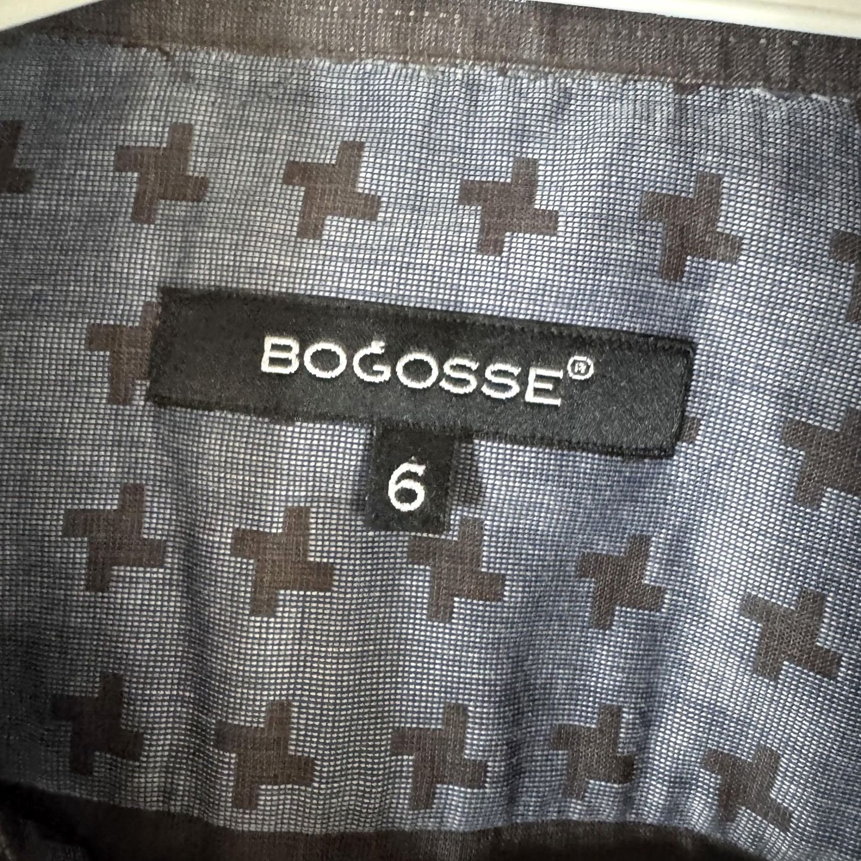 Vintage Bogosse Shirt Mens XL Blue Geometric Long Sleeve Button Front Dress Woven Size 46R - 7 Thumbnail