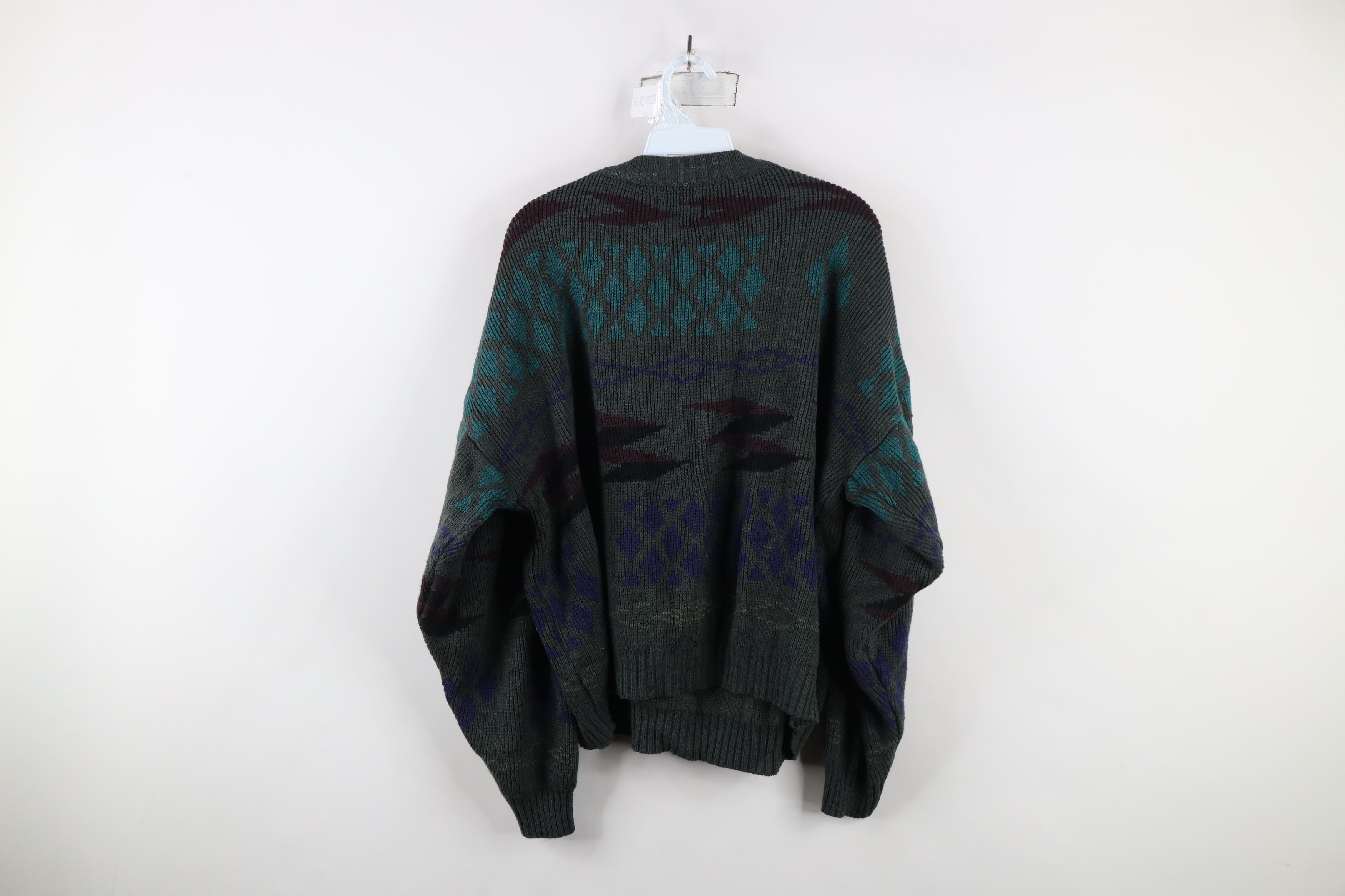 Vintage Vintage 90s Coogi Style Abstract Boxy Oversized Knit Sweater Size L / US 10 / IT 46 - 7 Thumbnail