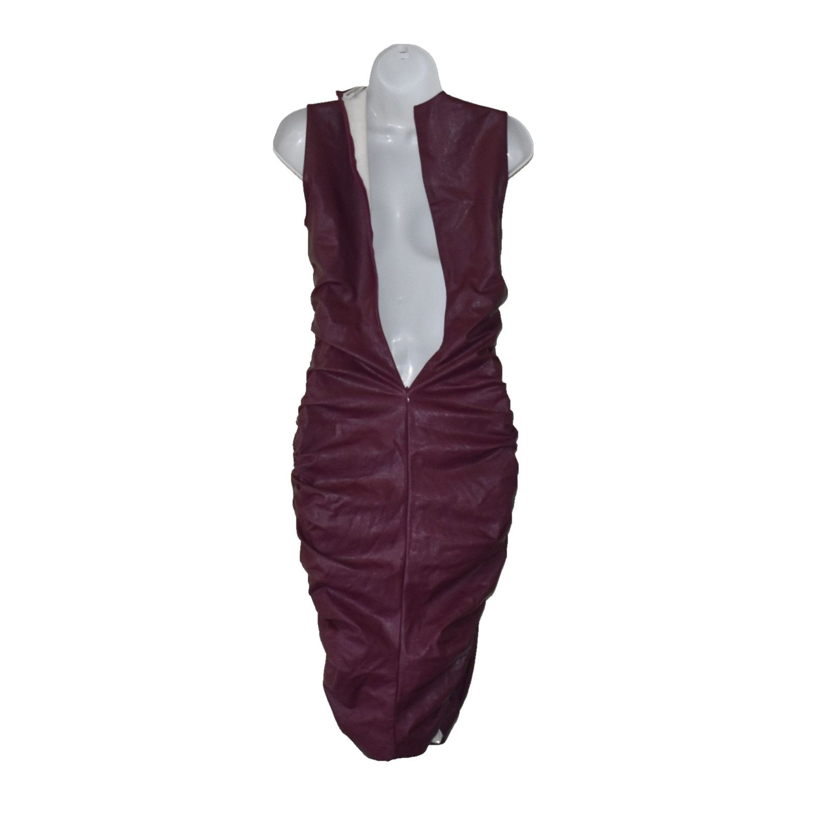 Amanda Uprichard New AMANDA UPRICHARD Jamilla Faux Leather Ruched Dress Sz XS Size XS / US 0-2 / IT 36-38 - 6 Thumbnail