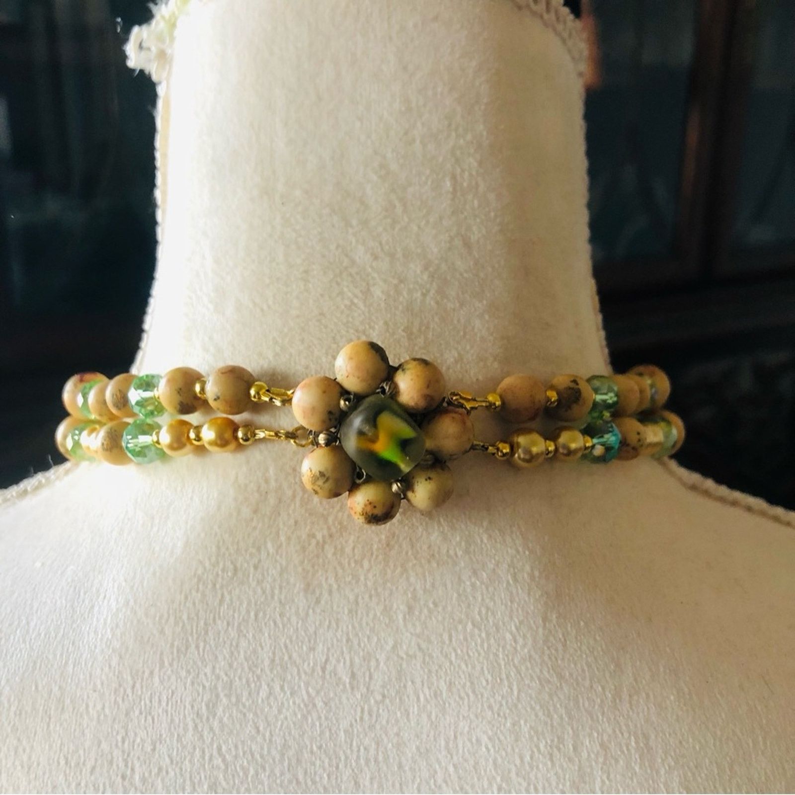 Handmade Handcrafted double strand vintage bead rondelle necklace Size ONE SIZE - 6 Thumbnail
