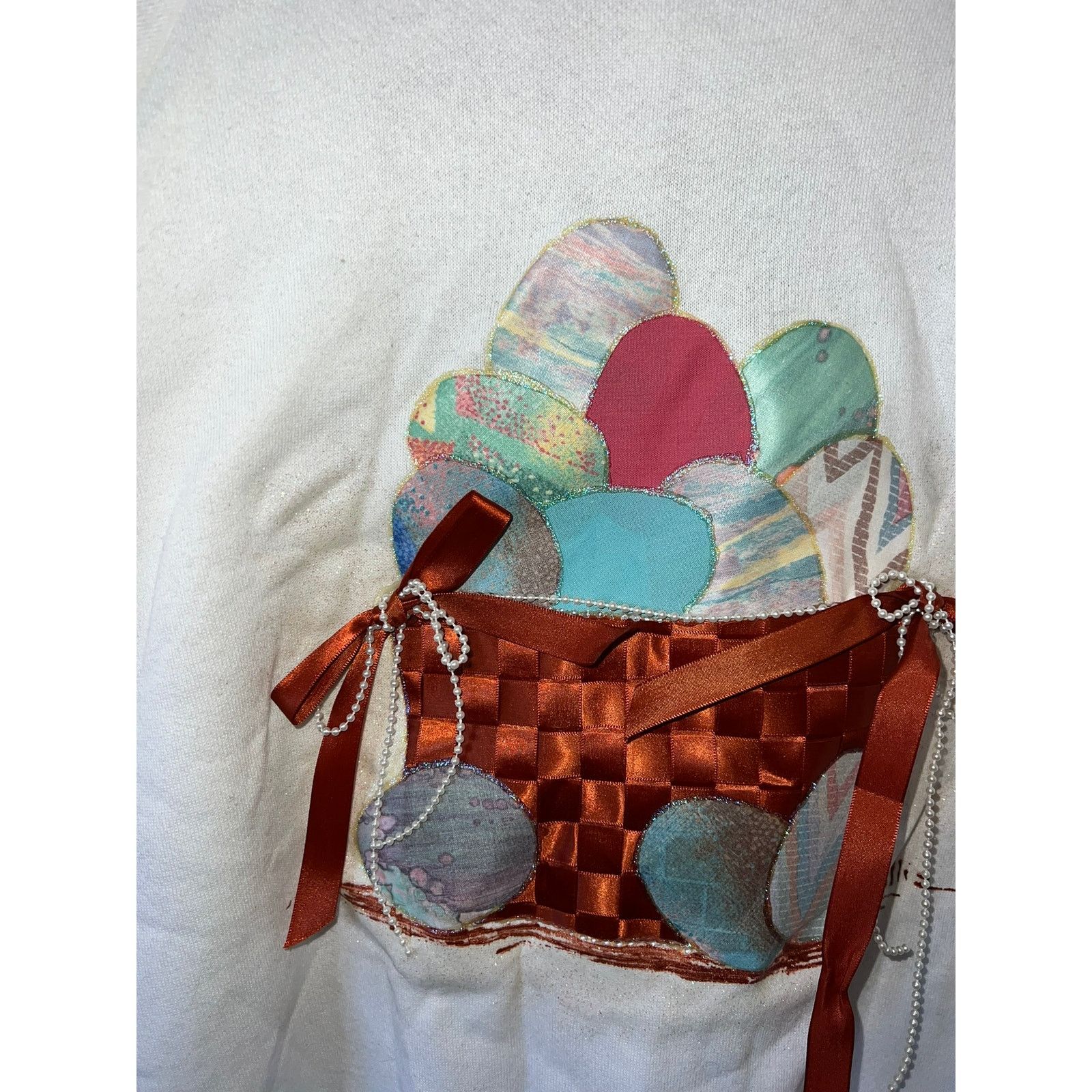 Vintage 90s Vintage Easter Egg Bucket Custom made Sweatshirt VTG L Size US L / EU 52-54 / 3 - 2 Thumbnail