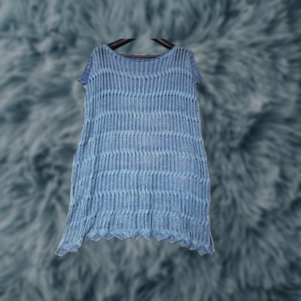 Vintage Cecilia Prado Anthropologie Crochet Cover Up Boxy Fit Blue Women One Size Size ONE SIZE - 1 Thumbnail
