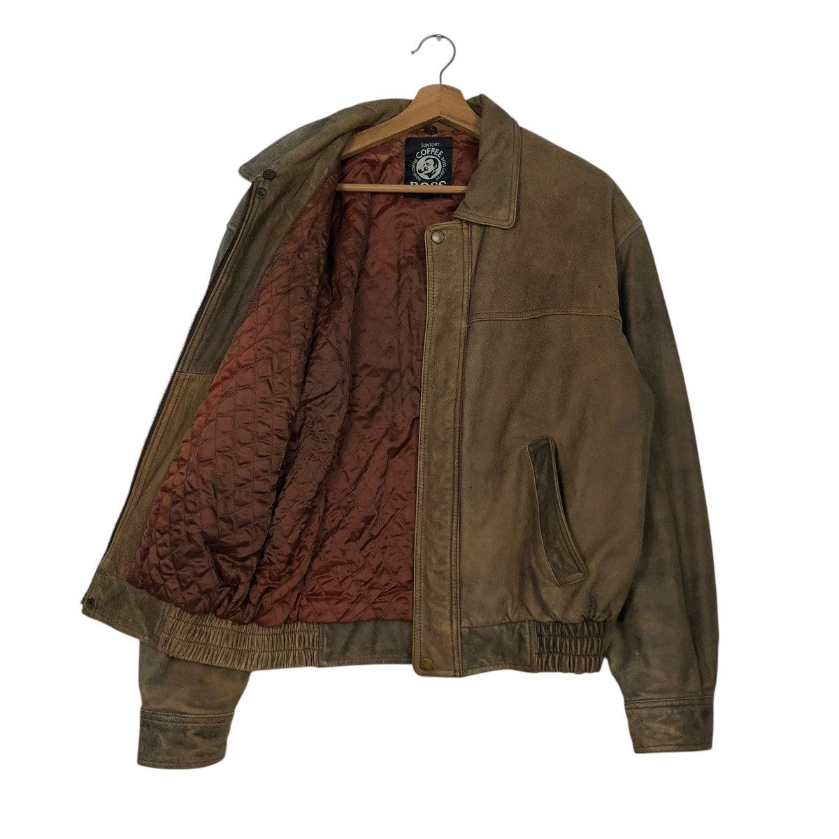 Japanese Brand 🔥VINTAGE GENUINE LEATHER JACKET SUNTORY COFFEE BOSS BIG LOGO Size US L / EU 52-54 / 3 - 13 Thumbnail