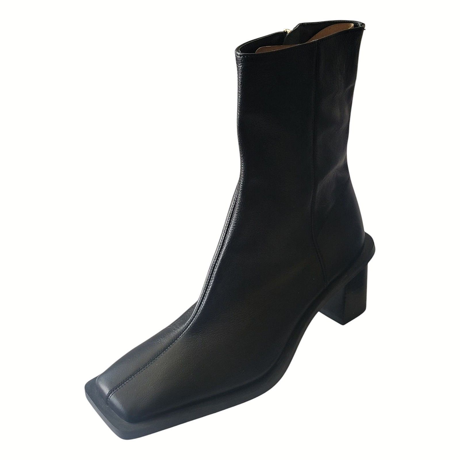 Zara ZARA WOMAN LEATHER HIGH BLOCK HEEL ANKLE BOOTS - Size 38 Size US 8 / IT 38 - 2 Thumbnail