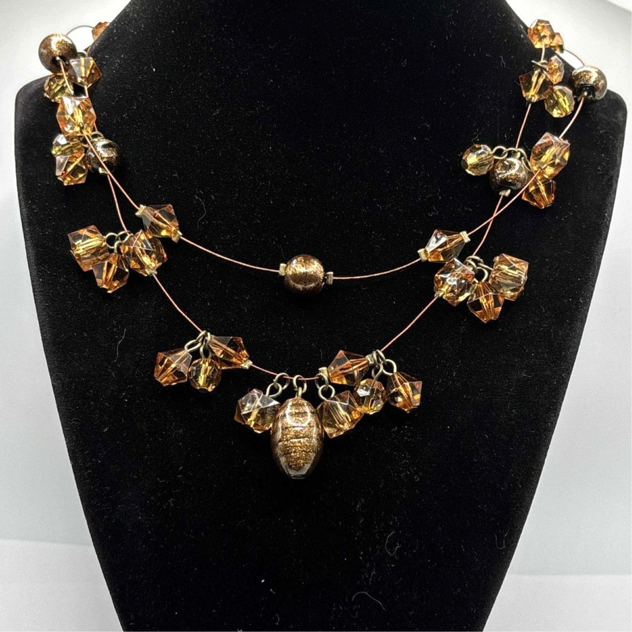 Other Y2K Brown Layered Crystal DressBarn Necklace Size ONE SIZE - 1 Thumbnail