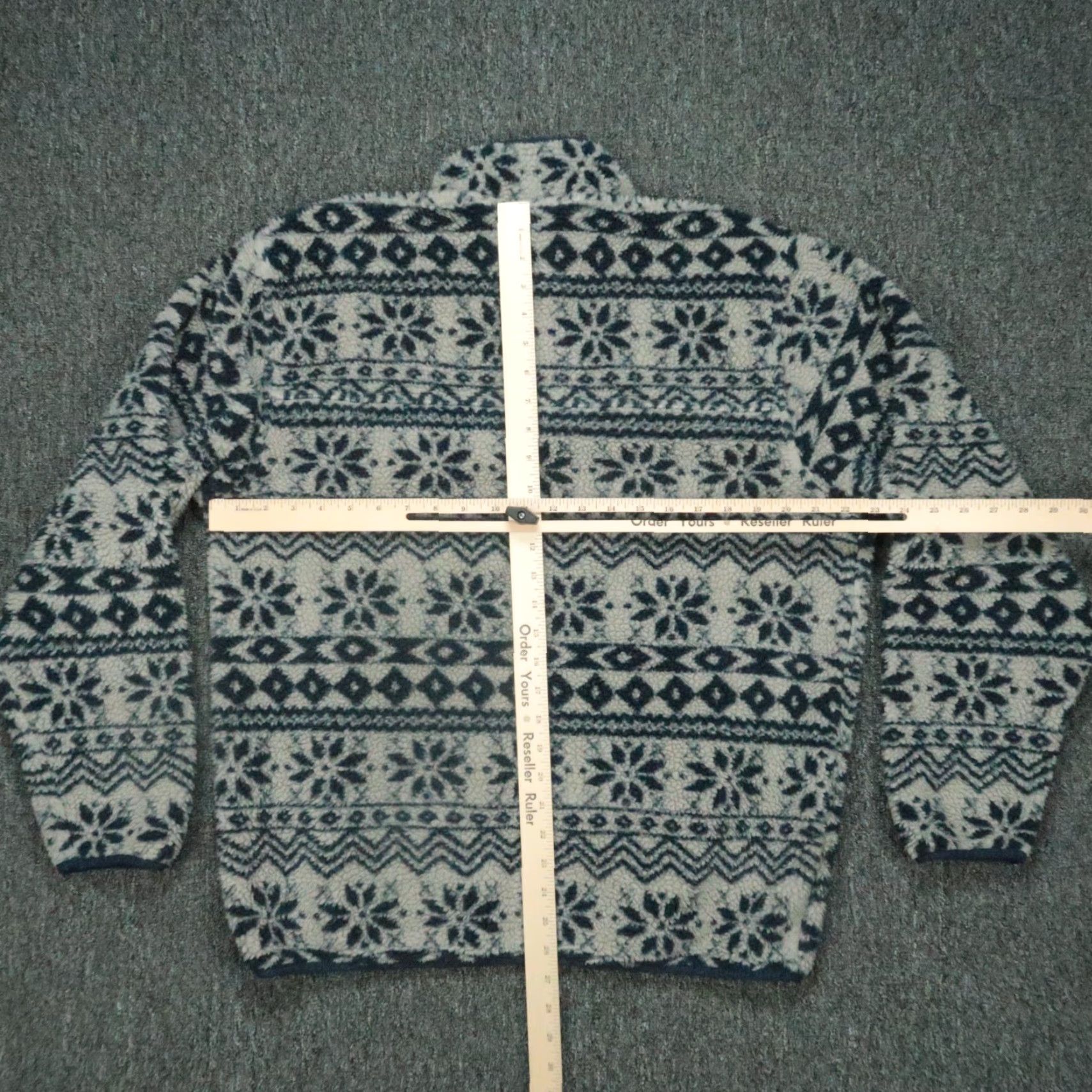 Orvis Orvis Pullover Men Medium Gray Blue Fair Isle Snap Front Fleece Deep Pile Size US M / EU 48-50 / 2 - 5 Thumbnail