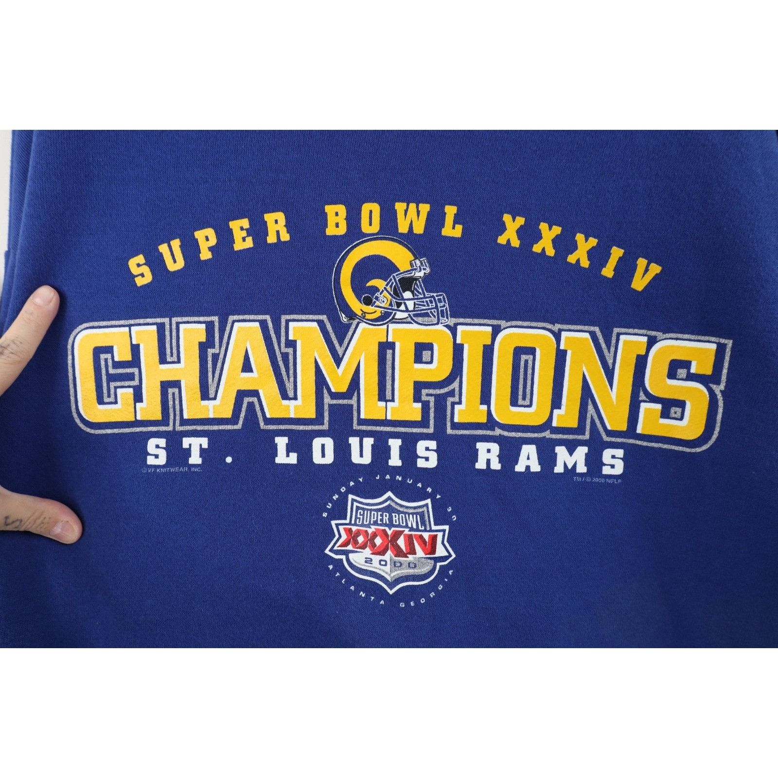 Vintage Vintage Y2K 2000 Super Bowl Champs St Louis Rams Sweatshirt Size US XXL / EU 58 / 5 - 4 Thumbnail