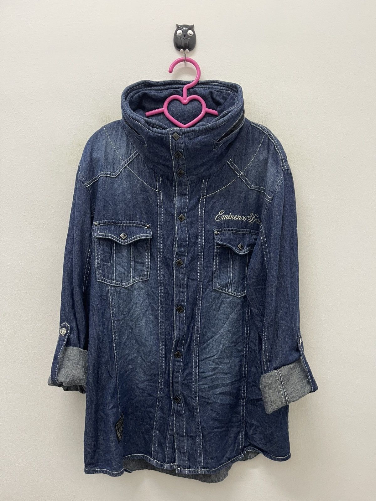 In The Attic Rare Vintage IN THE ATTIC Double Button Double Collar Hoodie Size US L / EU 52-54 / 3 - 6 Thumbnail