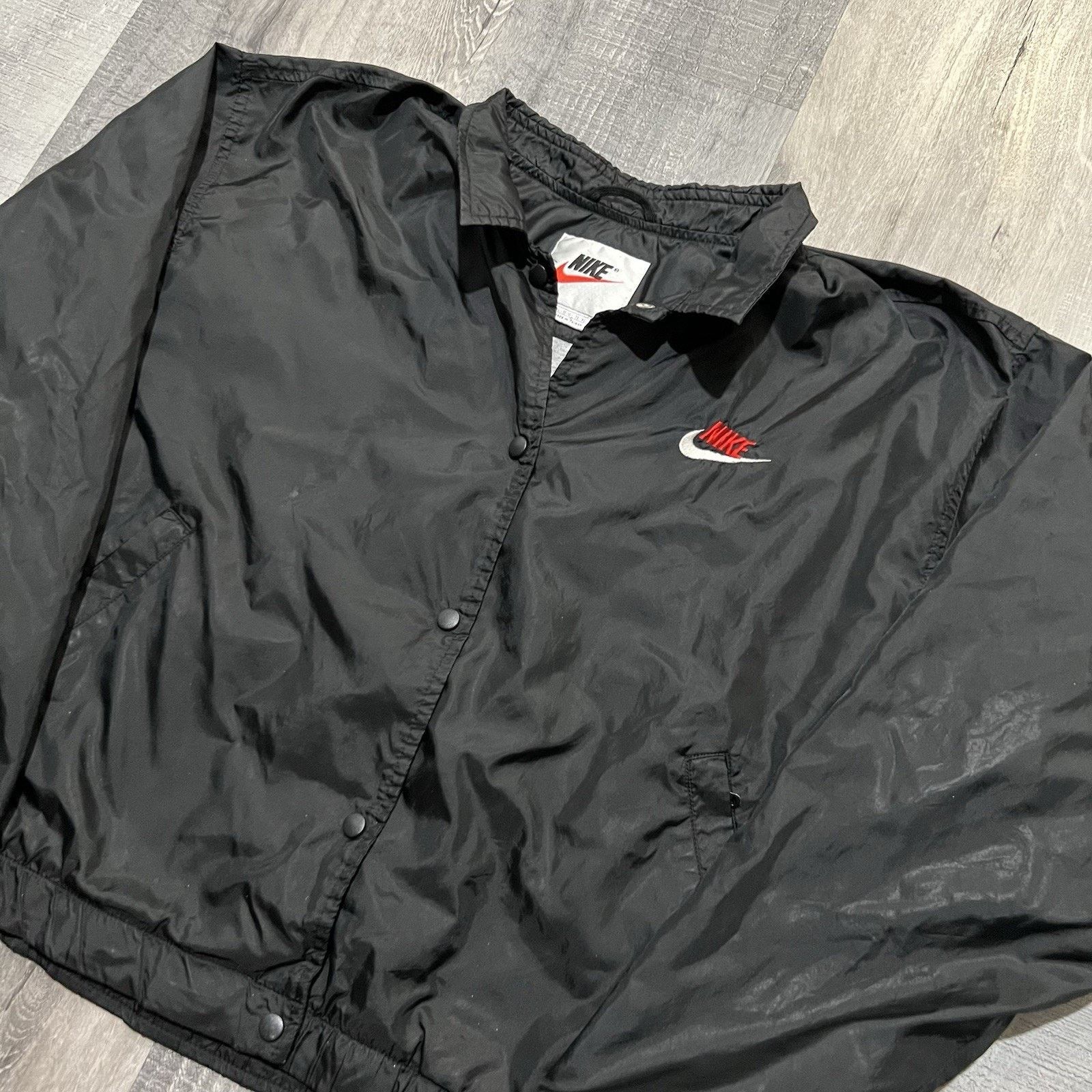 Nike VTG 90s Nike Black Snap Front Track Warm Up Fits L Jacket Size L / US 10 / IT 46 - 3 Thumbnail