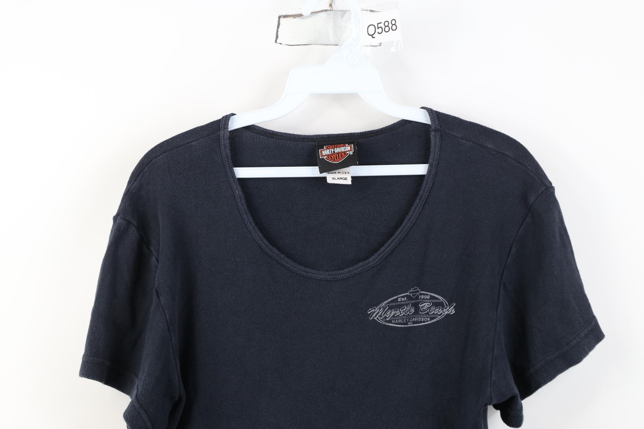 Harley Davidson Vintage Y2K Harley Davidson Thermal Ribbed Knit T-Shirt USA Size XL / US 12-14 / IT 48-50 - 2 Thumbnail