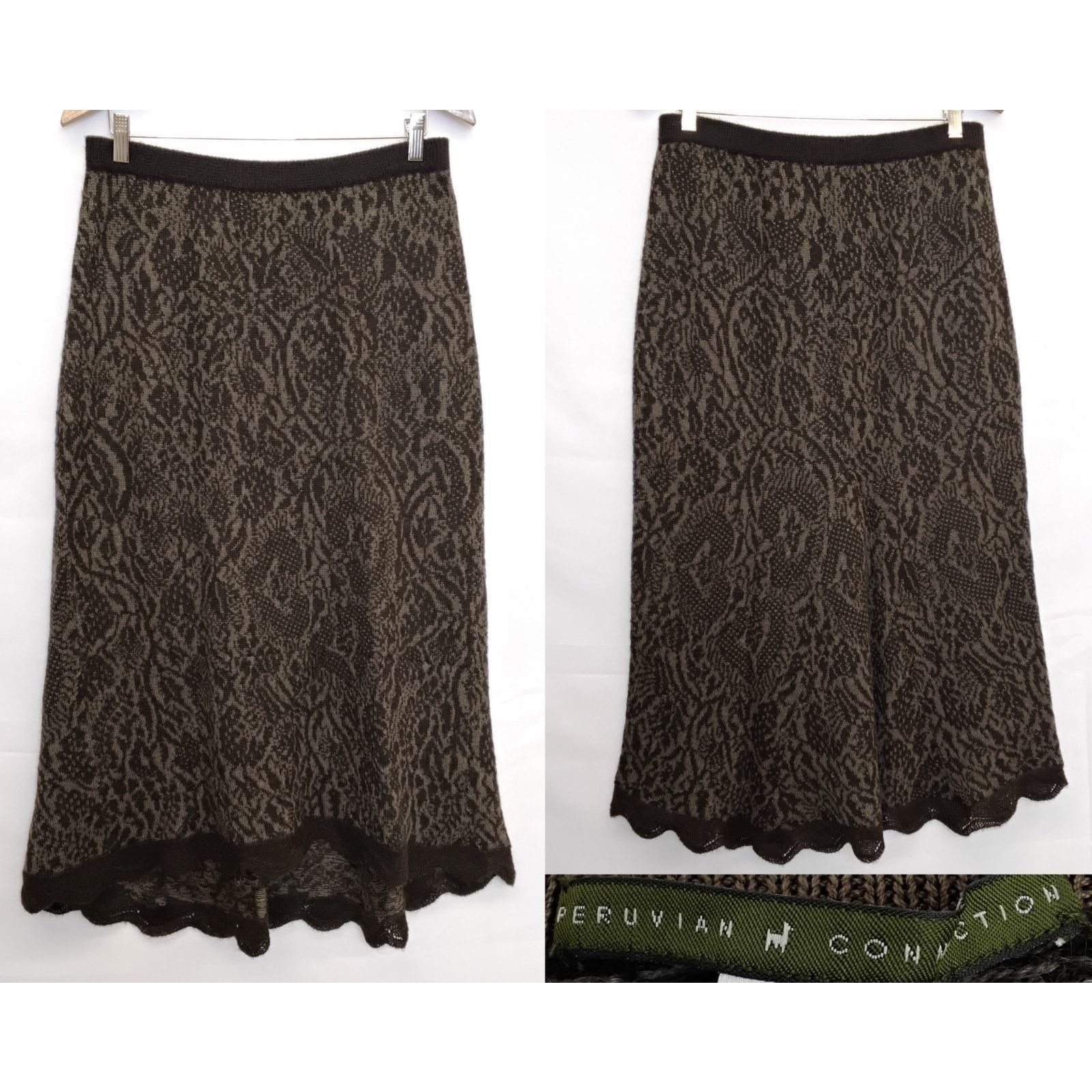 Other Peruvian Connection Alpaca Blend Knit Skirt Women's L Brown Size 32" / US 10 / IT 46 - 1 Thumbnail