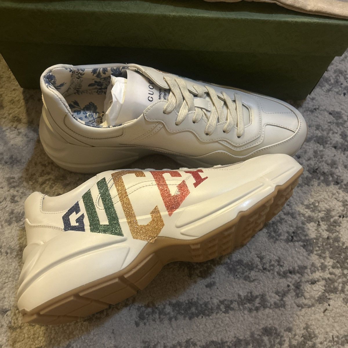 Gucci Gucci Logo Rhyton Glitter Sneaker size 41.5 Size US 11.5 / IT 41.5 - 4 Thumbnail