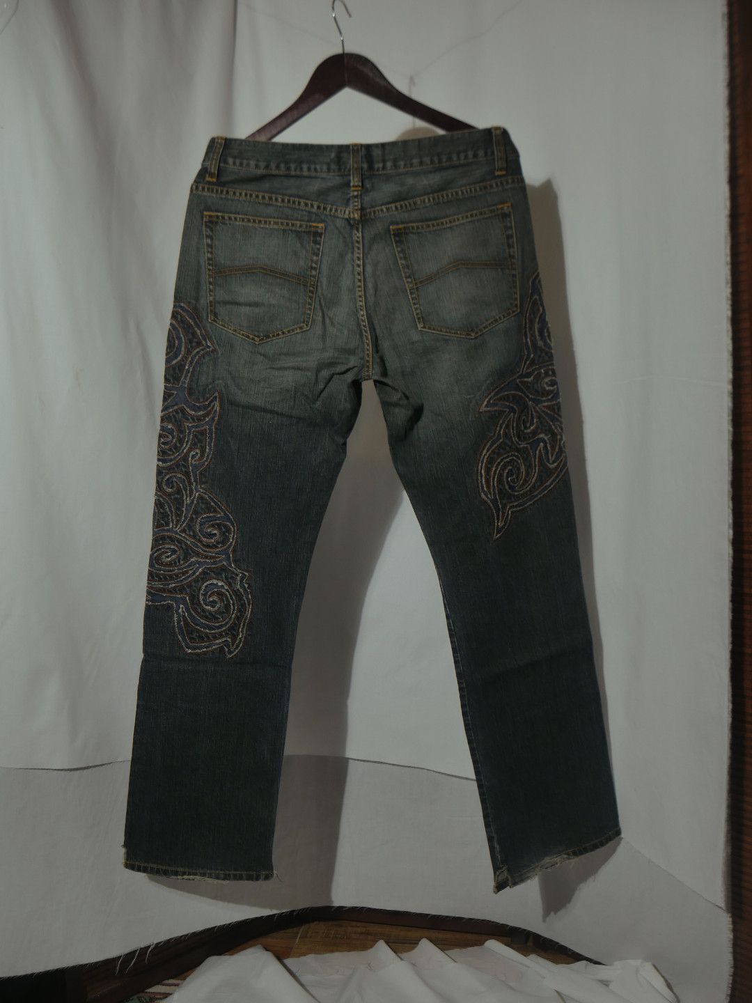 Giorgio Armani A/X 1990s Tribal Patch Denim Pants Size US 34 / EU 50 - 8 Thumbnail