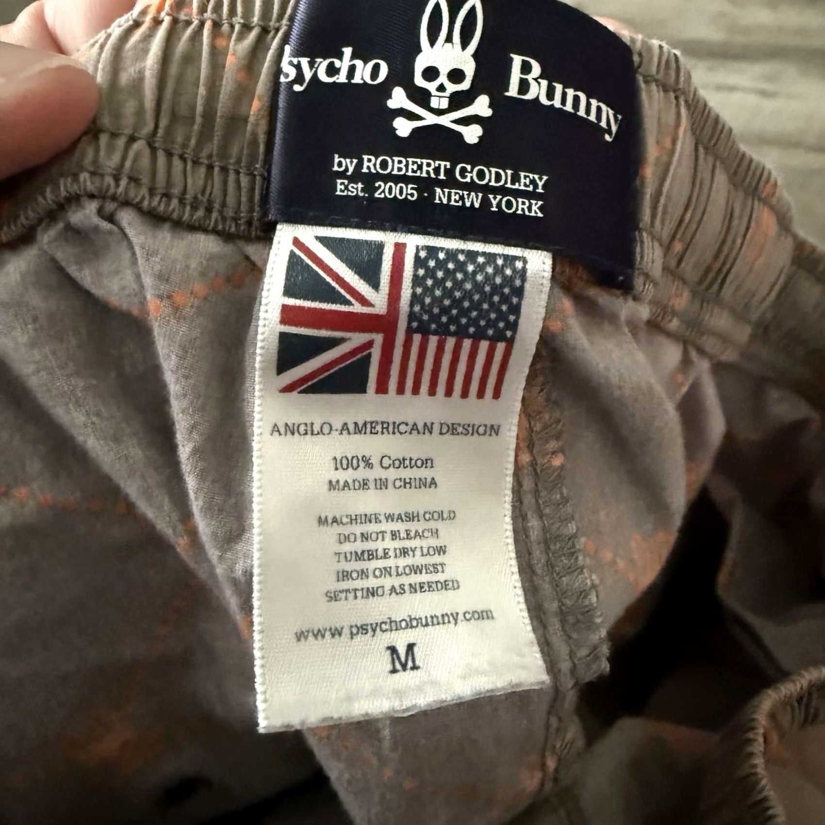 Psycho Bunny Psycho Bunny Pajama Pants Mens Medium Gray All Over Bunny Print Drawstring Pockets Elastic Waist Size US 31 - 4 Thumbnail