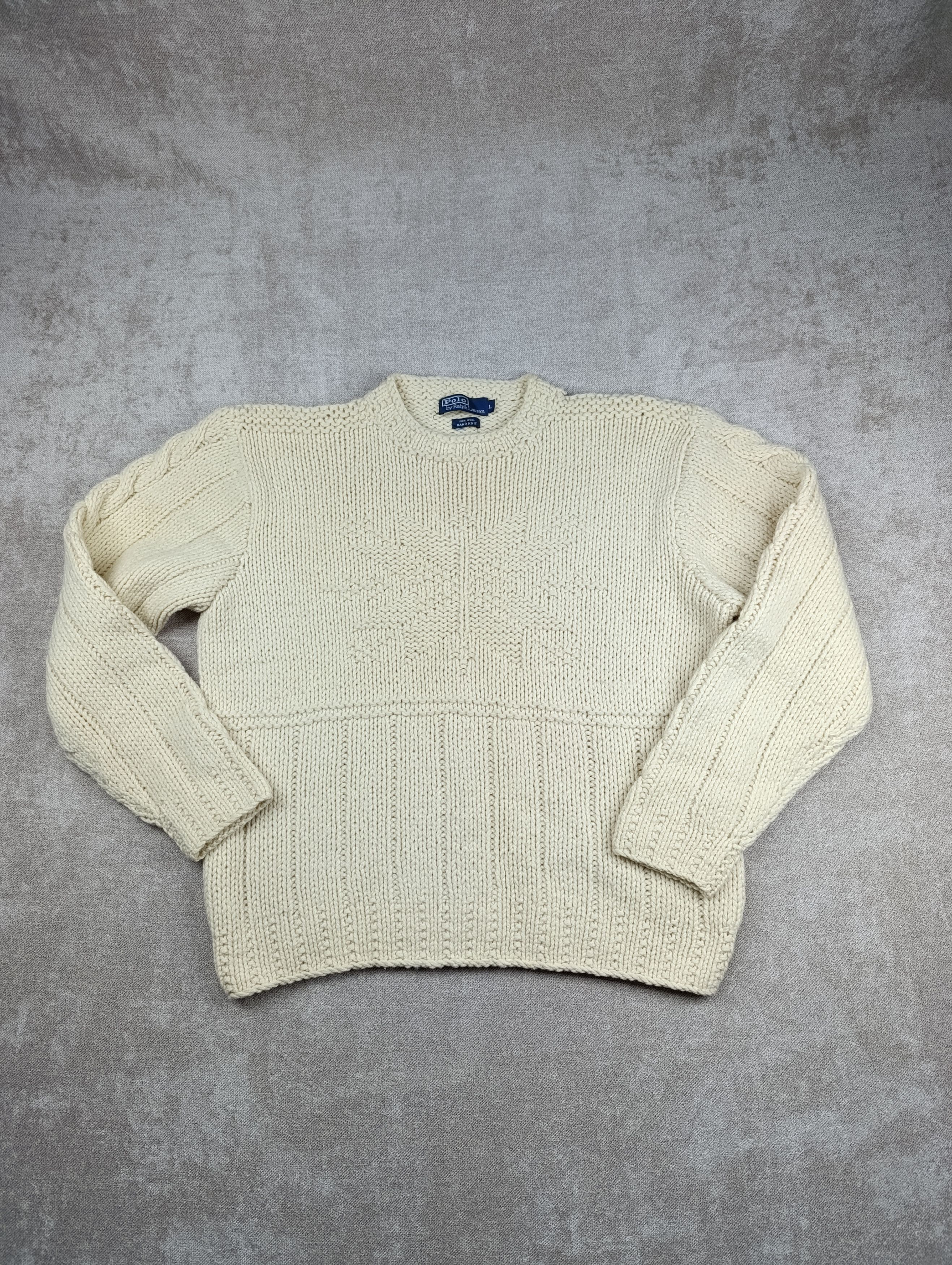 Polo Ralph Lauren VINTAGE POLO RALPH LAUREN HAND KNIT WOOL WOMENS SWEATER Size L / US 10 / IT 46 - 1 Thumbnail