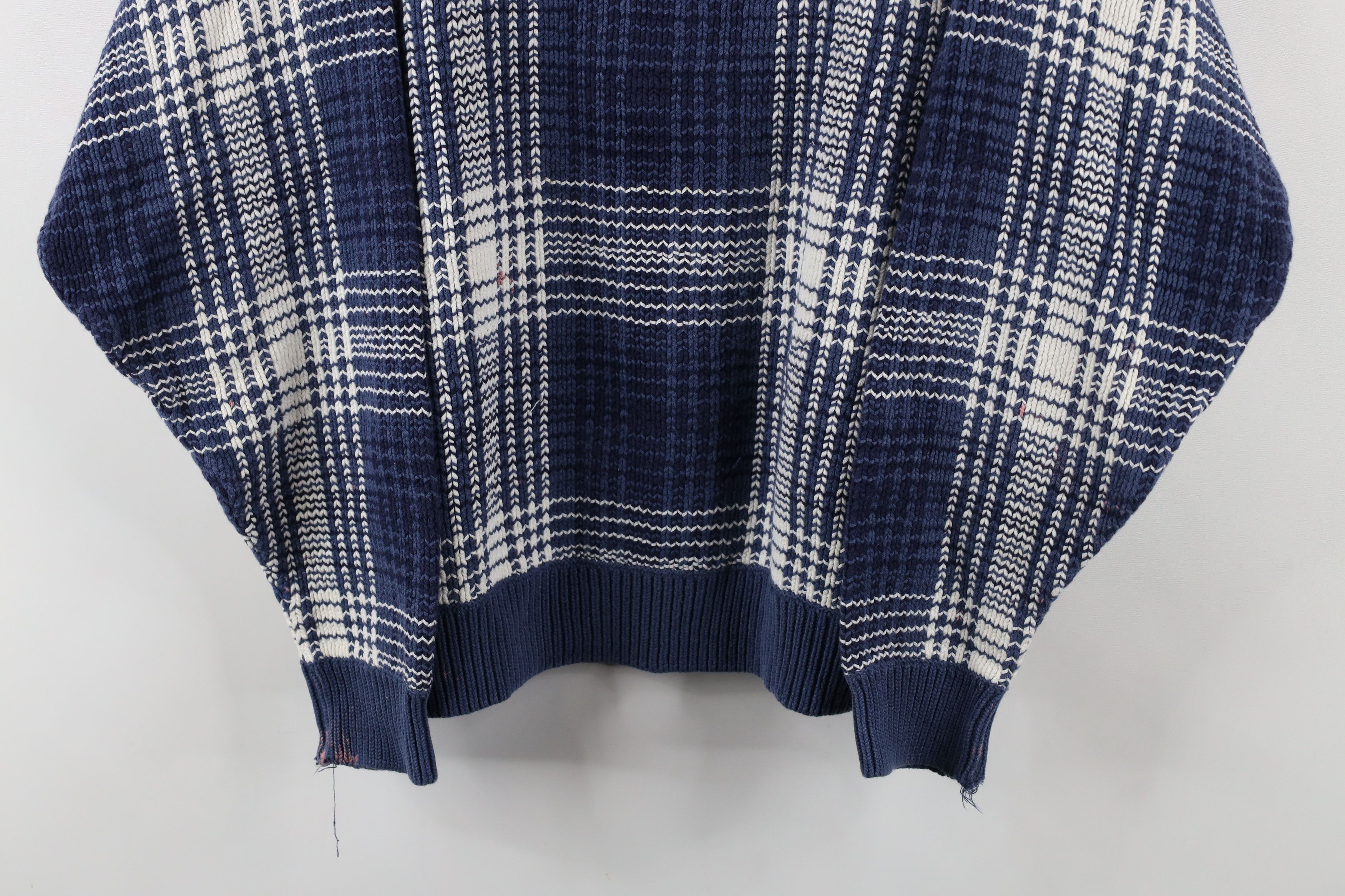 Vintage Vintage 90s Streetwear Chunky Knit Crewneck Sweater Plaid Size US L / EU 52-54 / 3 - 3 Thumbnail