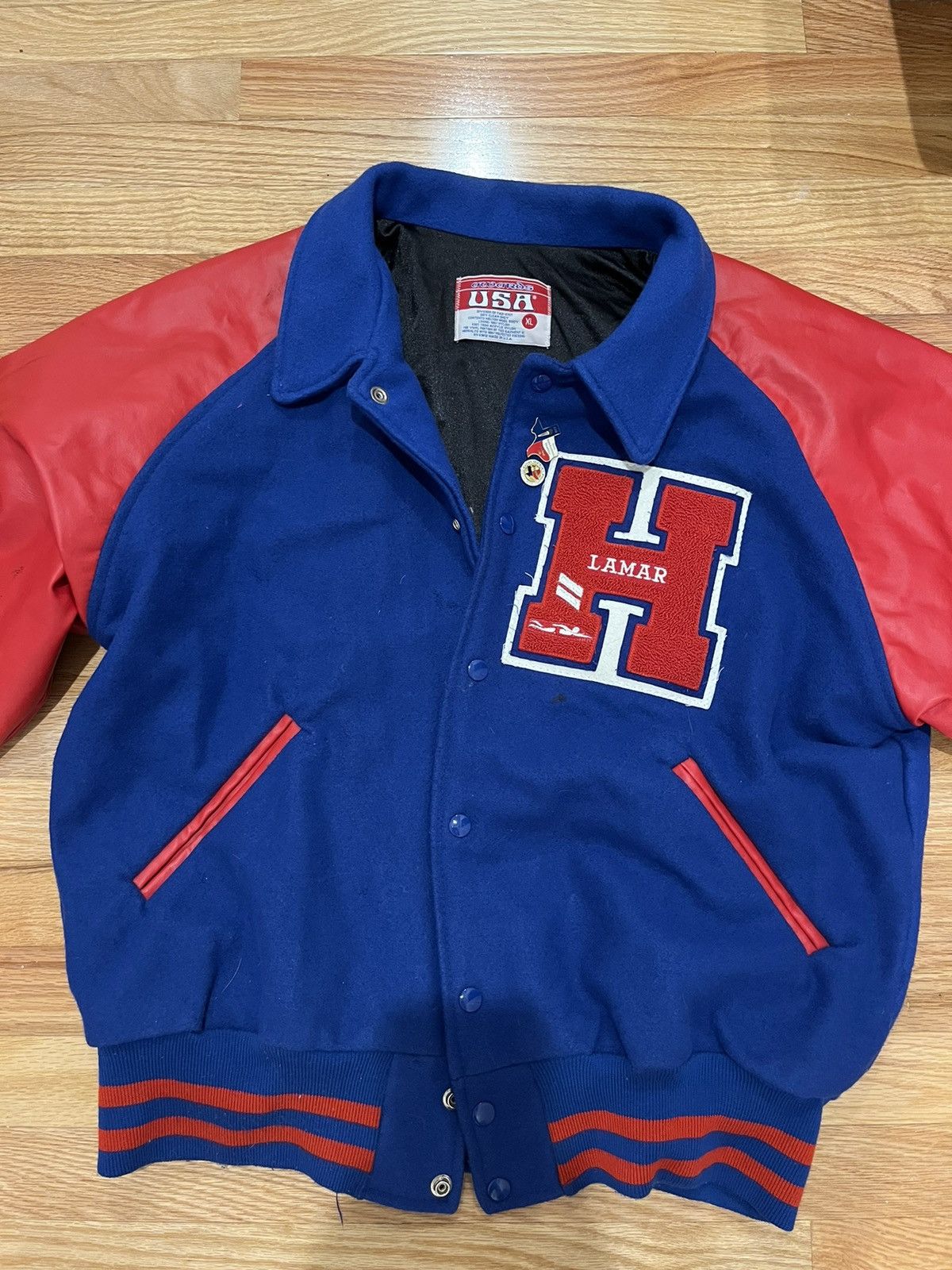 Image of Vintage Varsity Texas Jacket in Blue, Men's (Size XL)