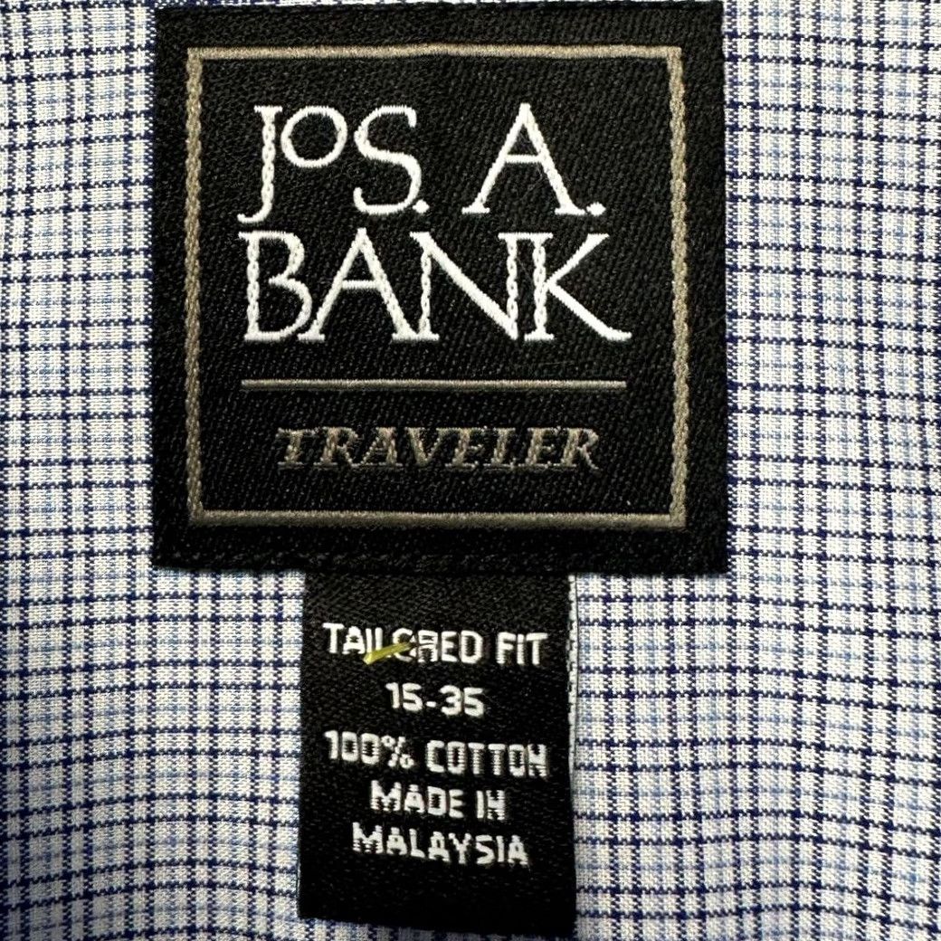 Jos. A. Bank Jos. A. Bank Shirt Mens 15-35 Traveler Blue Plaid Dress Tailored Fit Button Up Shirt Size 40R - 5 Thumbnail