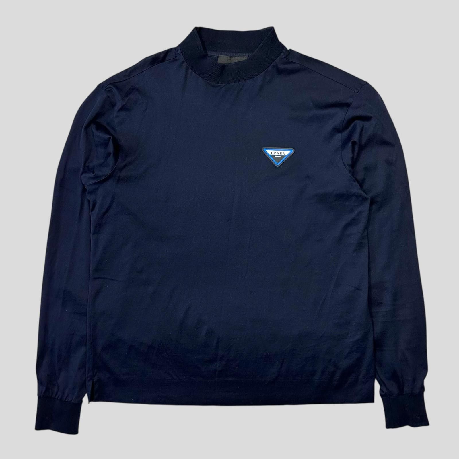 Prada Prada 2018 Rubber Triangle Logo Mock Neck Light Jumper - S Size US S / EU 44-46 / 1 - 1 Thumbnail
