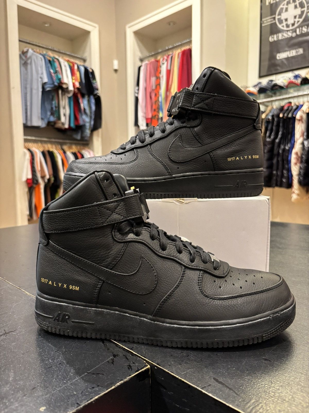 1017 ALYX 9SM × Nike Nike Air Force One High Alyx Triple Black Size US 11 / EU 44 - 2 Thumbnail